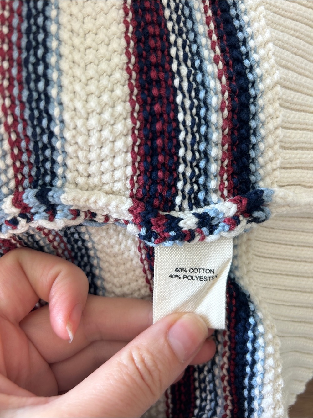 Marled Red Blue Striped Knit Polo Sweater NWT size Medium - Picture 3 of 3
